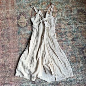 ASTR The Label Cream White Bow Linen Midi Dress, sz M